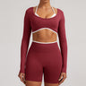 Seamless Faux Two-piece Long-sleeve Yoga Top For Women